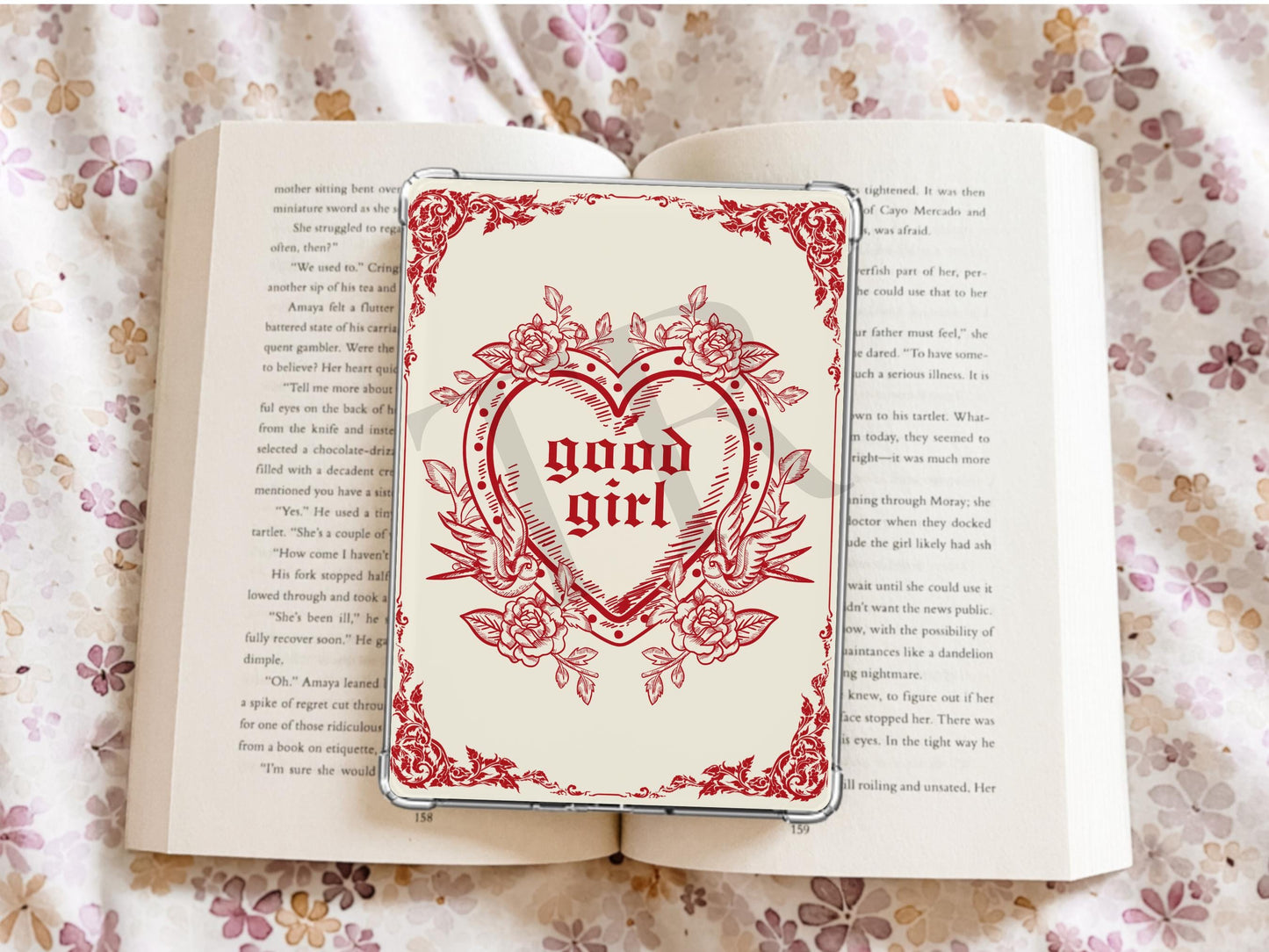 Vintage Good Girl Kindle Case Insert / booktok/ bookish merch/ clear case insert/ edgy/ doodles/ good girt/ dark romance/ romance/ insert