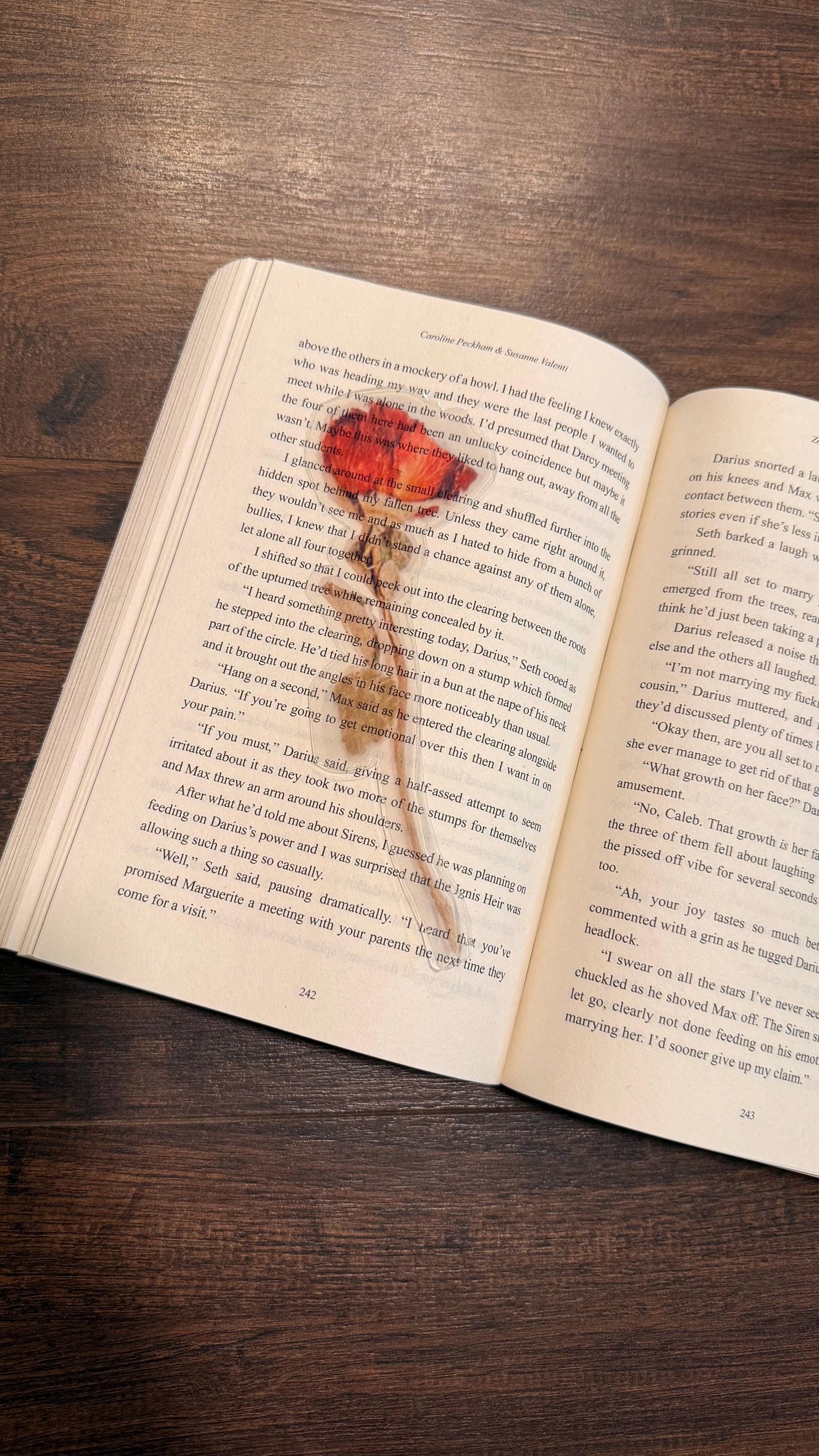 Transparent Rose bookmark /romance/ dark romance/booktok/book merch/ bookish accessories/ clear bookmark /romantasy