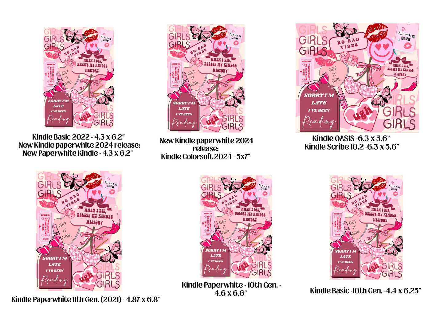 Kindle case insert for clear case- girls girls girls png download | kindle insert | e-reader accessories | book png | bookish |