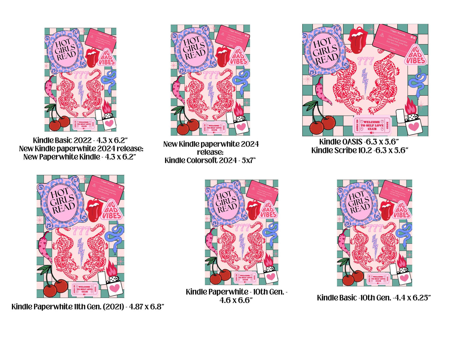 Trendy Hot Girls Read/Lucky Kindle Case Insert / booktok/ bookish merch/ clear case insert/ edgy