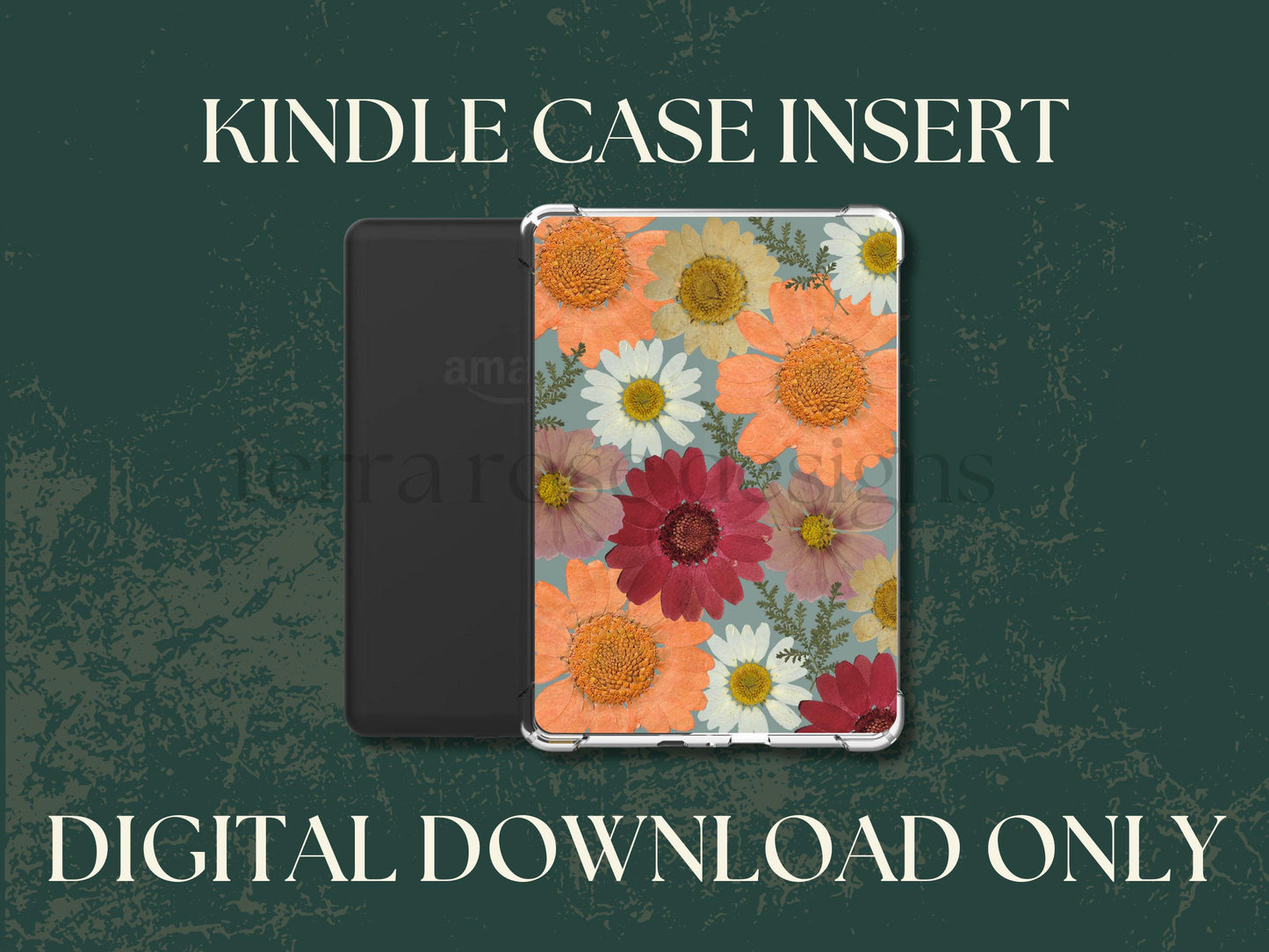 Dried Floral kindle insert png download | clear case insert | e-reader accessories | book png | bookish | kindle accessories