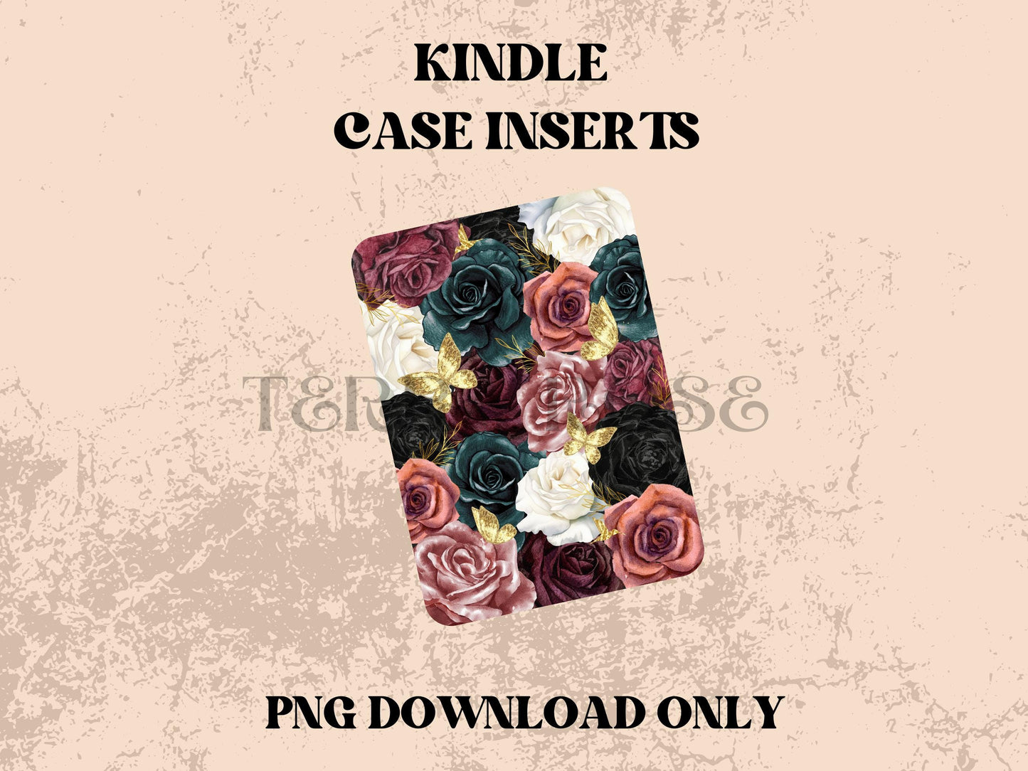 Moody Floral kindle insert png download | clear case insert | e-reader accessories | book png | bookish | kindle accessories