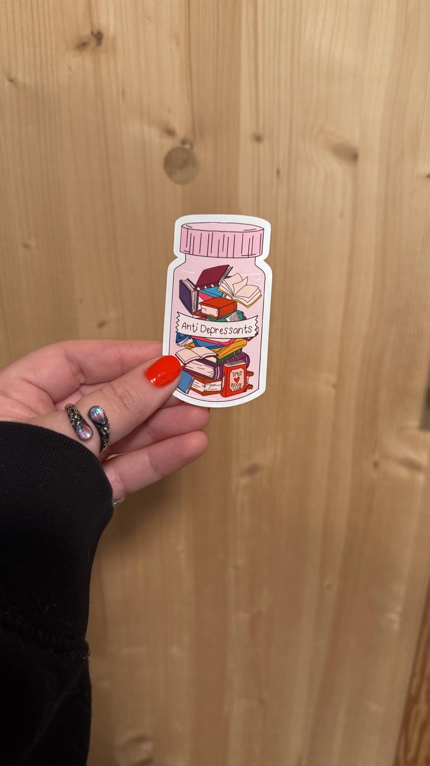Anti-Depressants Bookish Sticker/ booktok/ bookish merch/ handmade sticker/ kindle accessories/ book accessories