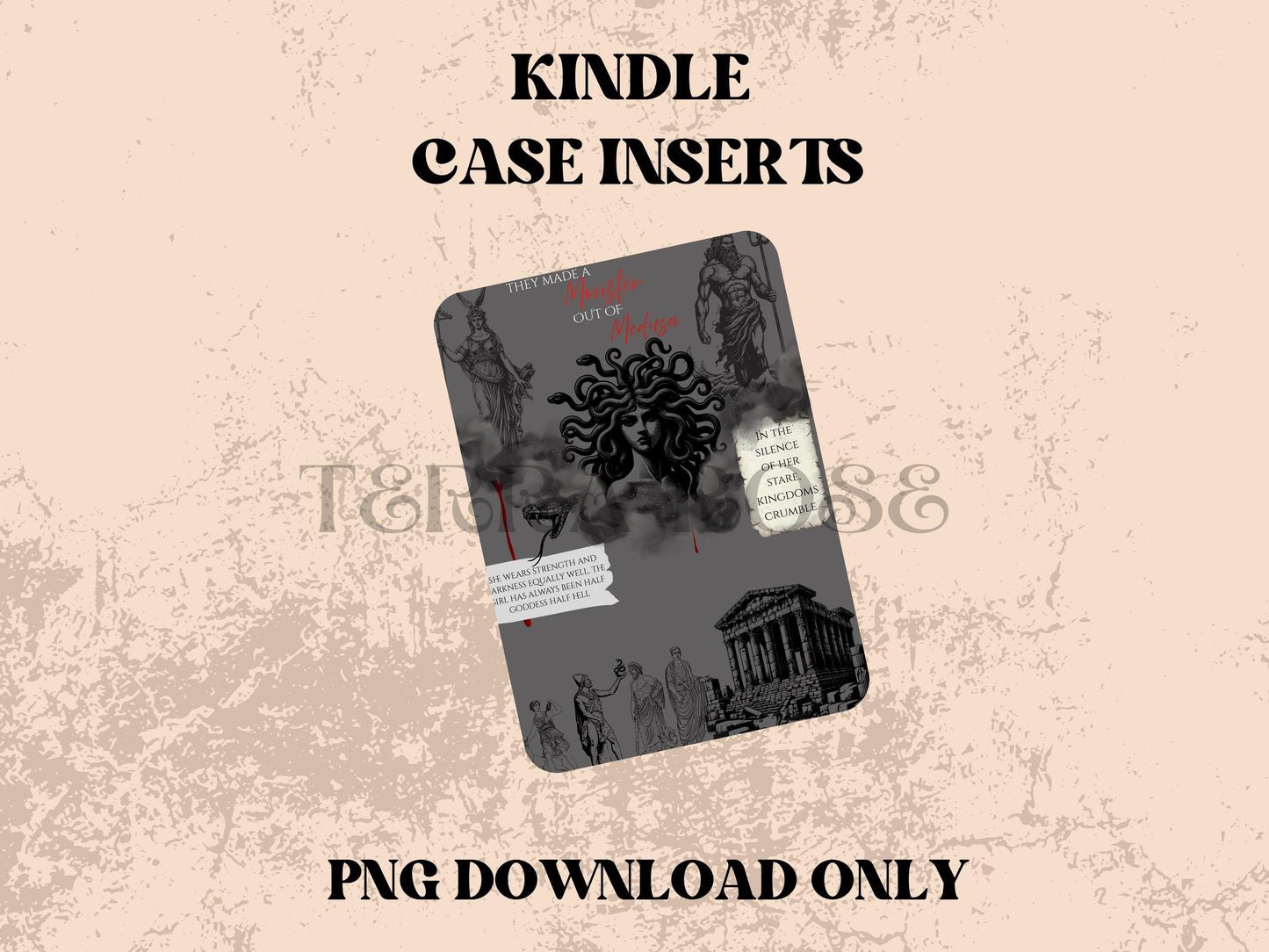 Kindle case insert for clear case- Medusa png download | Kindle Insert | e-reader accessories | book png | bookish |
