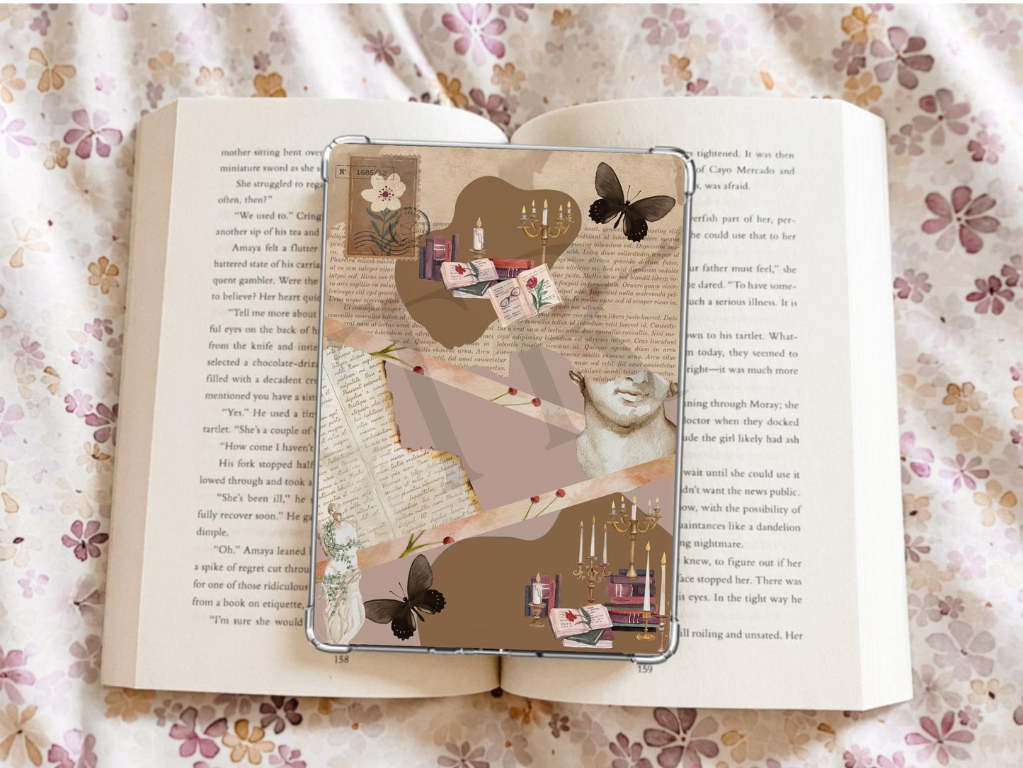 Neutral Vintage Collage Kindle Case Insert / E-reader Case Insert/ booktok/ bookish merch/ clear case insert