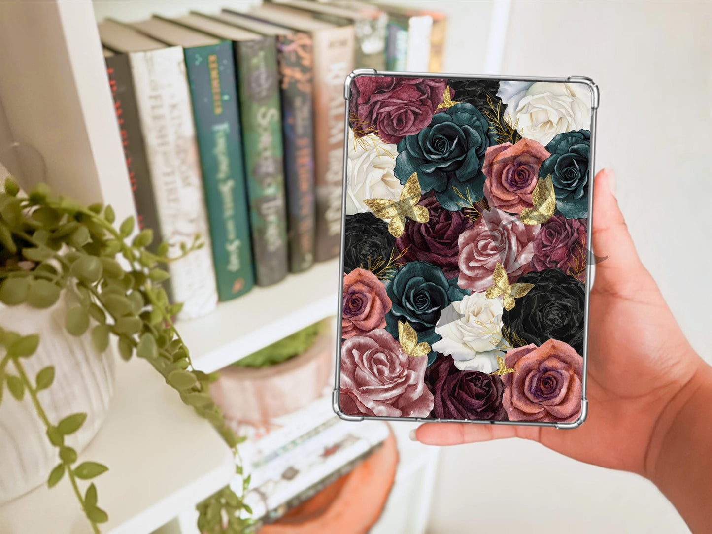 Dark Floral Kindle Case Insert/ E-Reader Clear Case Insert/ bookish merch/ clear case insert/ trendy/ butterflies/ booktok