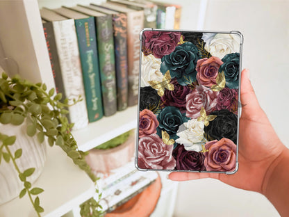 Dark Floral Kindle Case Insert/ E-Reader Clear Case Insert/ bookish merch/ clear case insert/ trendy/ butterflies/ booktok