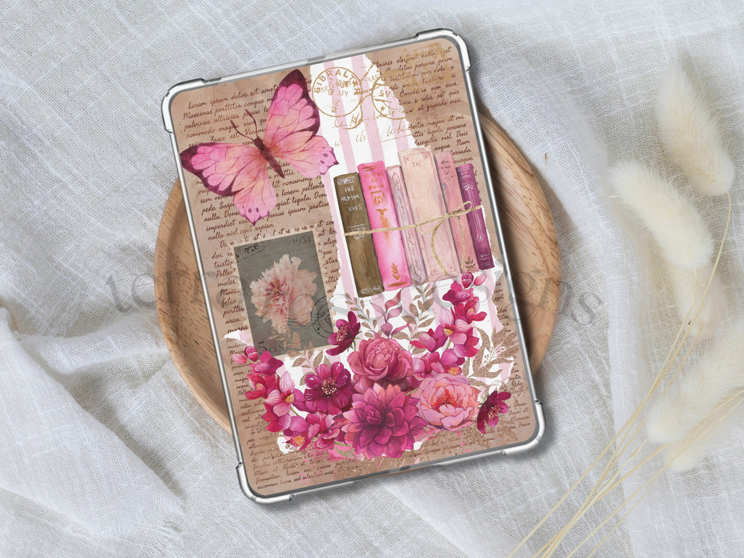 Kindle case insert for clear case-Pink Vintage png download | clear case insert | e-reader accessories |  book png | bookish |