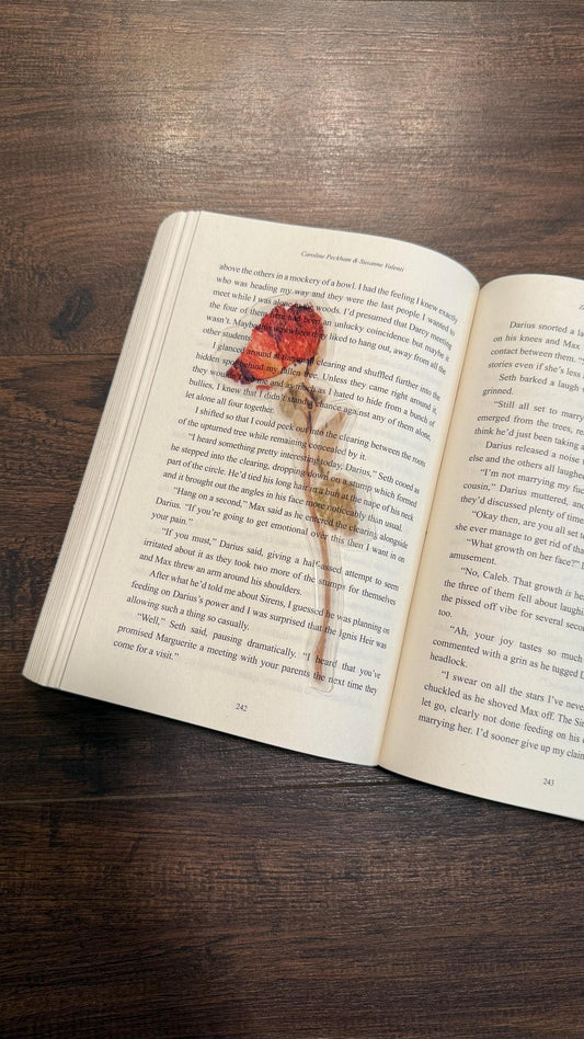 Transparent Rose bookmark /romance/ dark romance/booktok/book merch/ bookish accessories/ clear bookmark /romantasy