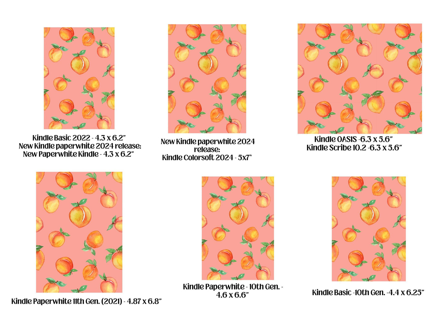 Summer Aesthetic Fruit Kindle Case Insert Bundle / booktok/ bookish merch/ clear case insert/ Orange/ Peach/ Pomegranate