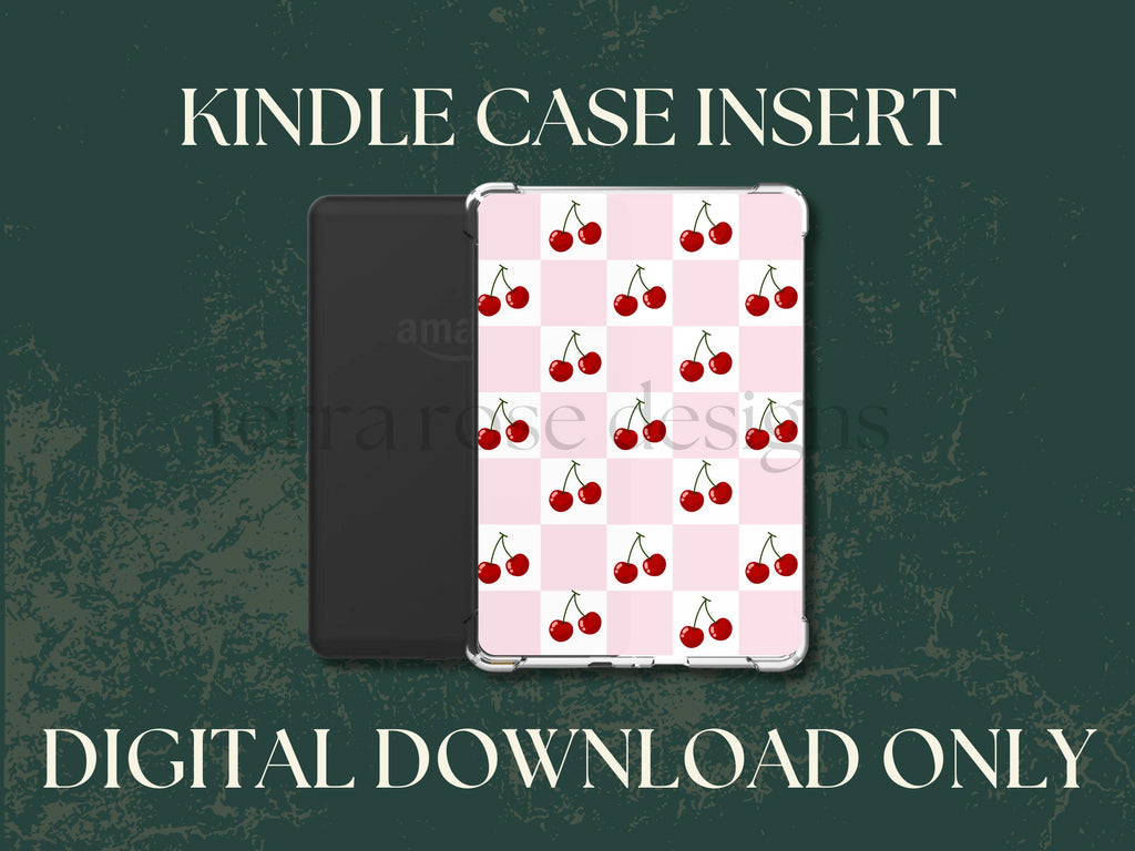 Checkered Cherry kindle insert png download | clear case insert | e-reader accessories |  book png | bookish | kindle accessories