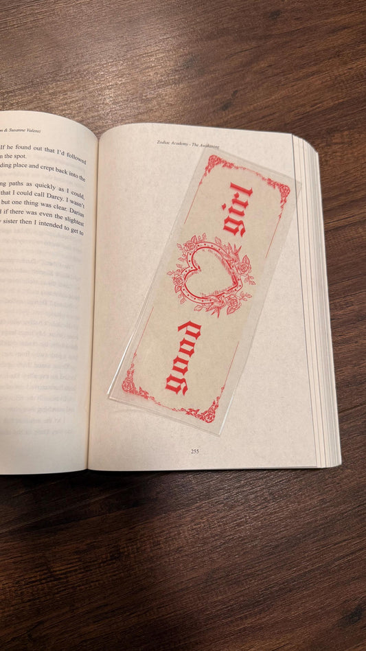 Transparent vintage Good Girl bookmark /fantasy/booktok/book merch/ bookish accessories/ clear bookmark /dark romance/ gift idea