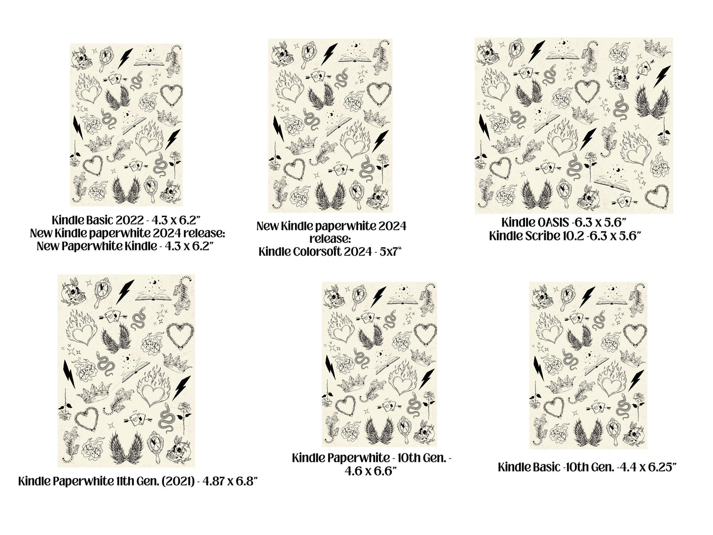 Trendy Doodle Kindle Case Insert / booktok/ bookish merch/ clear case insert/ edgy/ doodles/ good girl/ dark romance/ romance/ insert