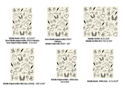 Trendy Doodle Kindle Case Insert / booktok/ bookish merch/ clear case insert/ edgy/ doodles/ good girl/ dark romance/ romance/ insert