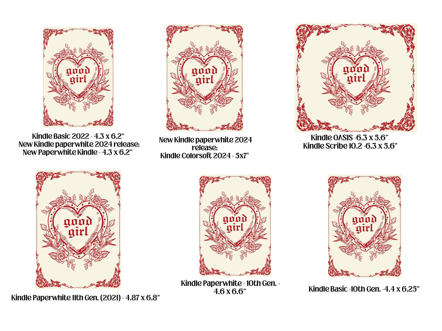 Vintage Good Girl kindle insert png download | clear case insert | e-reader accessories |  book png | bookish | kindle accessories