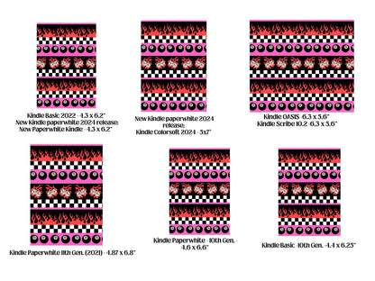 Trendy Pink Kindle Case Insert Bundle / booktok/ bookish merch/ clear case insert/ edgy/ checkered print/ dice/ cherry