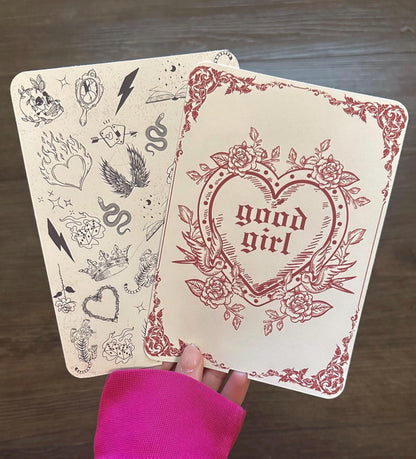 Vintage Good Girl Kindle Case Insert / booktok/ bookish merch/ clear case insert/ edgy/ doodles/ good girt/ dark romance/ romance/ insert