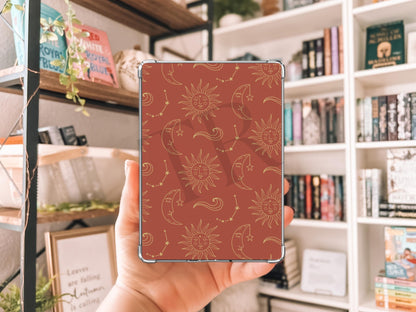 Orange Celestial Kindle Case Insert/ E-Reader Clear Case Insert/ bookish merch/ clear case insert/ trendy/ fantasy/ celestial/ booktok