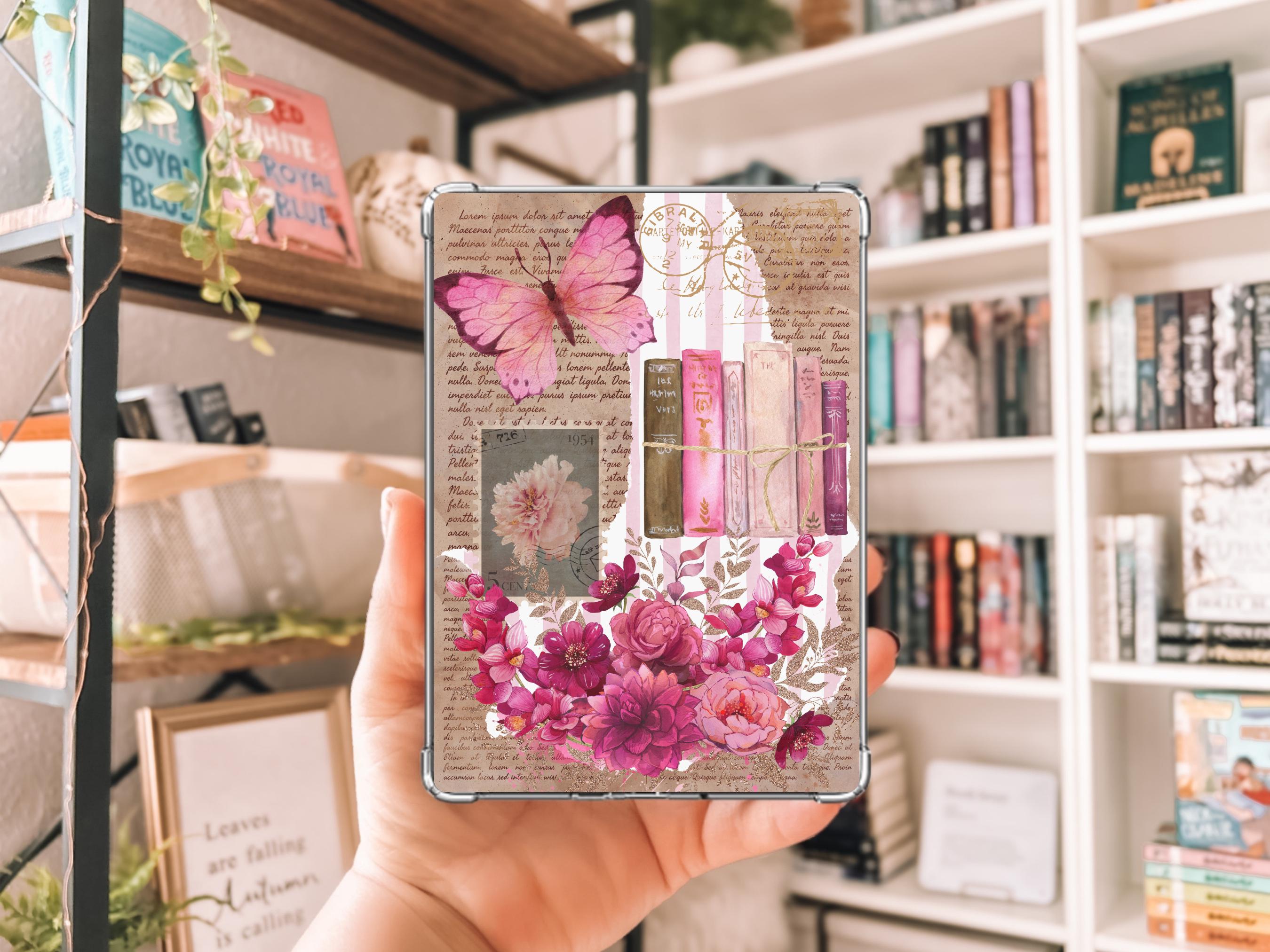 Vintage Collage Kindle Case Insert Bundle / booktok/ bookish merch/ clear case insert/ blue/ pink/ neutral/ checkered print/ butterflies