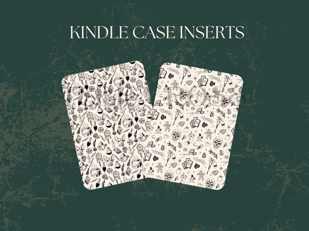 Trendy Spooky Doodled Kindle Case Insert Bundle / booktok/ bookish merch/ clear case insert/ edgy/ witchy/ potions/ voodoo doll