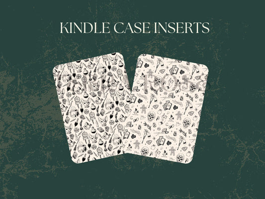 Trendy Spooky Doodled Kindle Case Insert Bundle / booktok/ bookish merch/ clear case insert/ edgy/ witchy/ potions/ voodoo doll