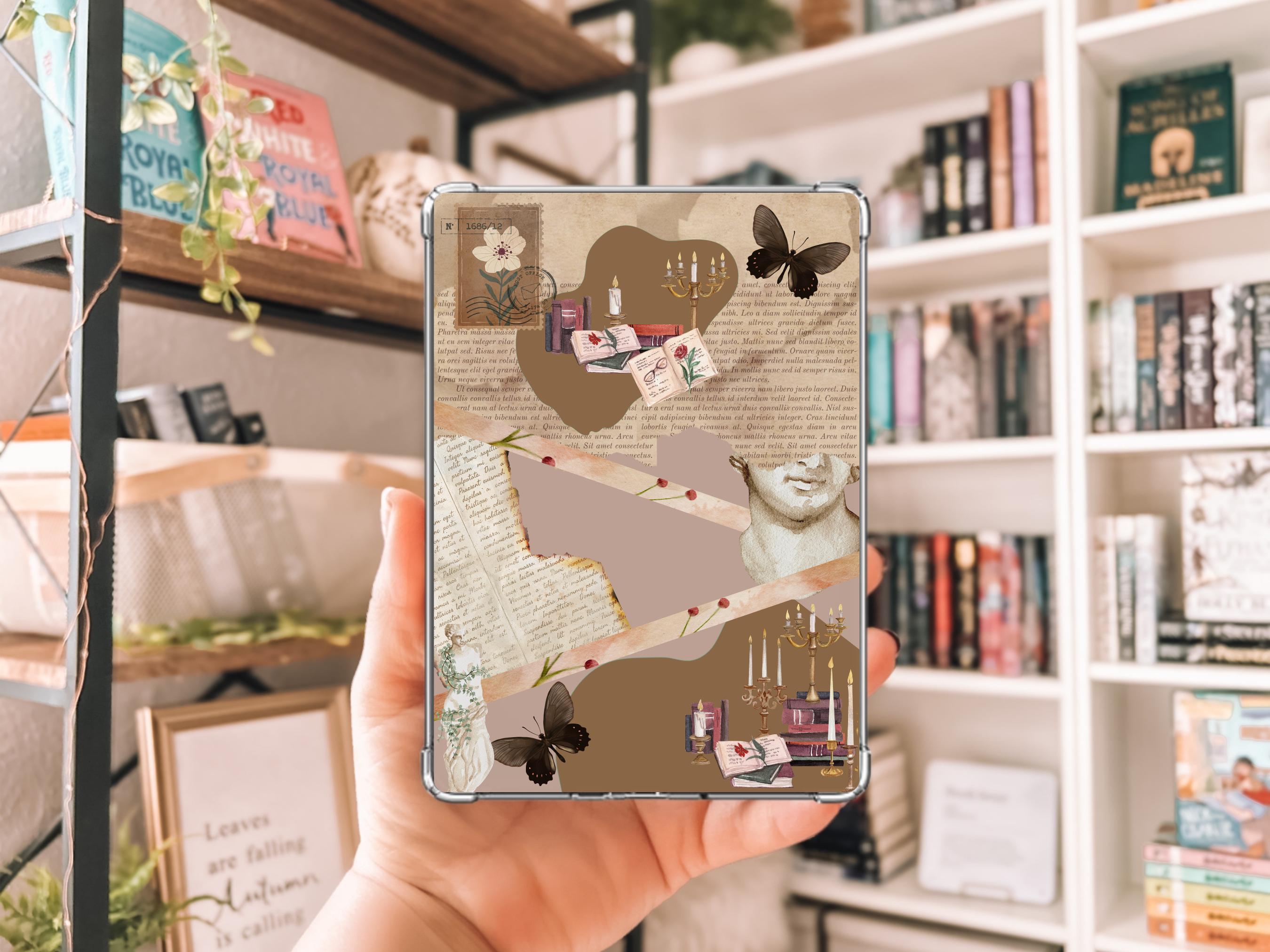 Vintage Collage Kindle Case Insert Bundle / booktok/ bookish merch/ clear case insert/ blue/ pink/ neutral/ checkered print/ butterflies