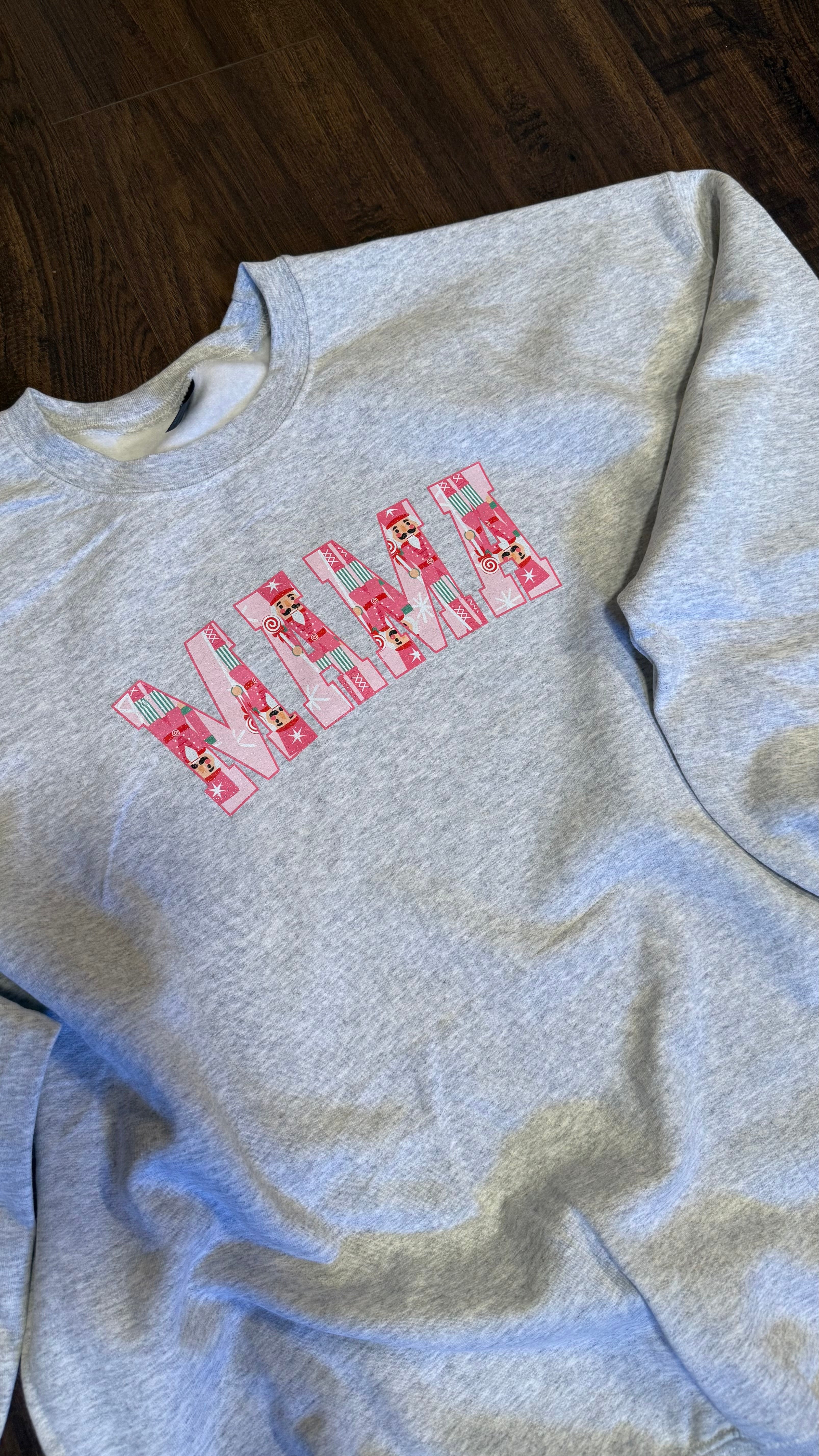 Pink Christmas nutcracker Mama sweatshirt-Ash