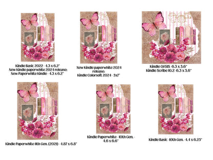 Pink Vintage Collage Kindle Case Insert / E-reader Case Insert/ booktok/ bookish merch/ clear case insert