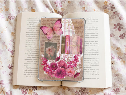 Pink Vintage Collage Kindle Case Insert / E-reader Case Insert/ booktok/ bookish merch/ clear case insert