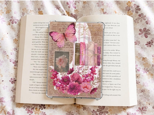 Pink Vintage Collage Kindle Case Insert / E-reader Case Insert/ booktok/ bookish merch/ clear case insert