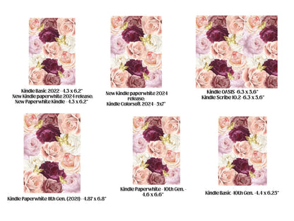 Pink Floral Kindle Case Insert/ E-Reader Clear Case Insert/ bookish merch/ clear case insert/ trendy/ butterflies/ booktok