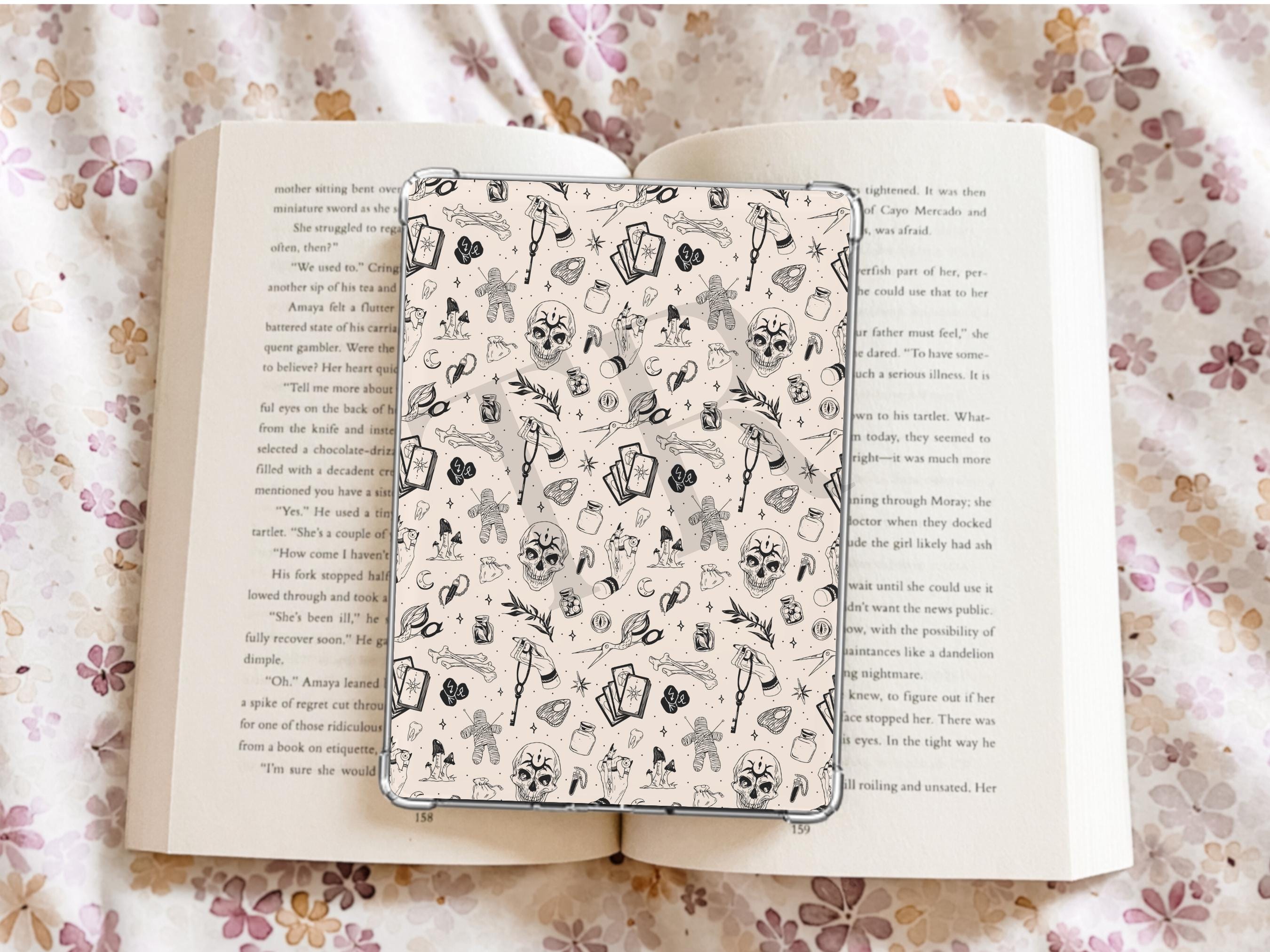 Doodled Spooky Kindle Case Insert / E-reader Case Insert/ booktok/ bookish merch/ clear case insert