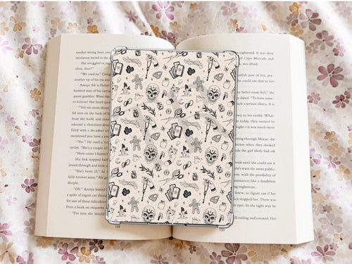 Doodled Spooky Kindle Case Insert / E-reader Case Insert/ booktok/ bookish merch/ clear case insert