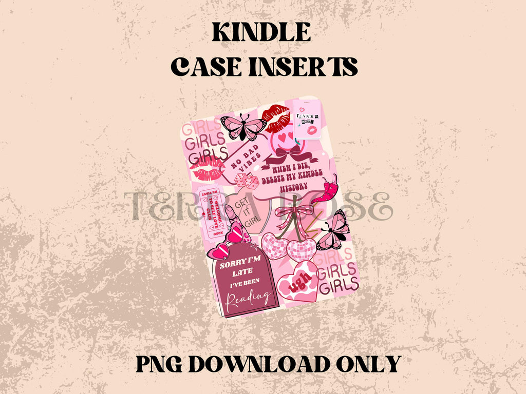 Kindle case insert for clear case- girls girls girls png download | kindle insert | e-reader accessories |  book png | bookish |
