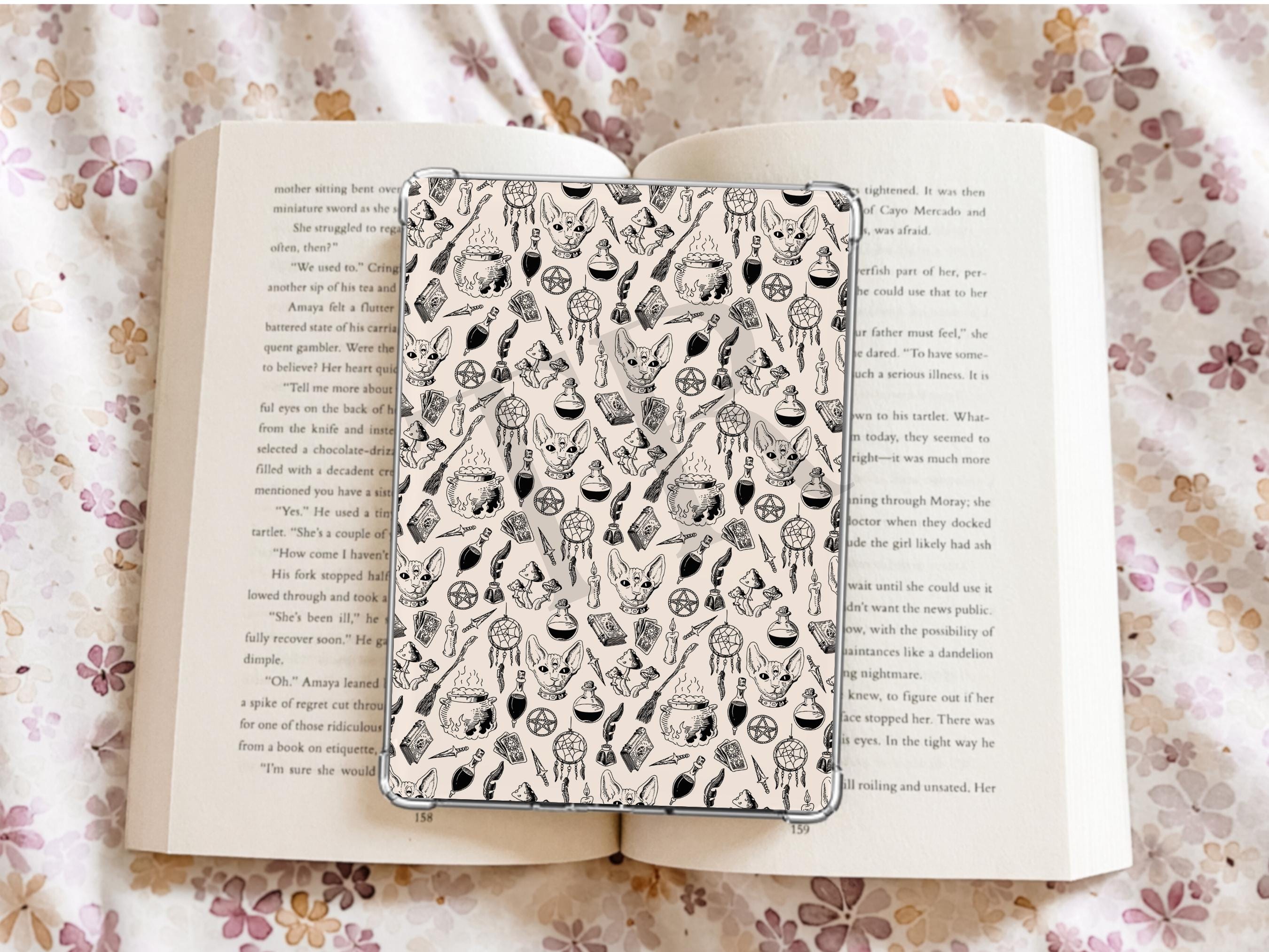 Doodled Witchy Kindle Case Insert / E-reader Case Insert/ booktok/ bookish merch/ clear case insert