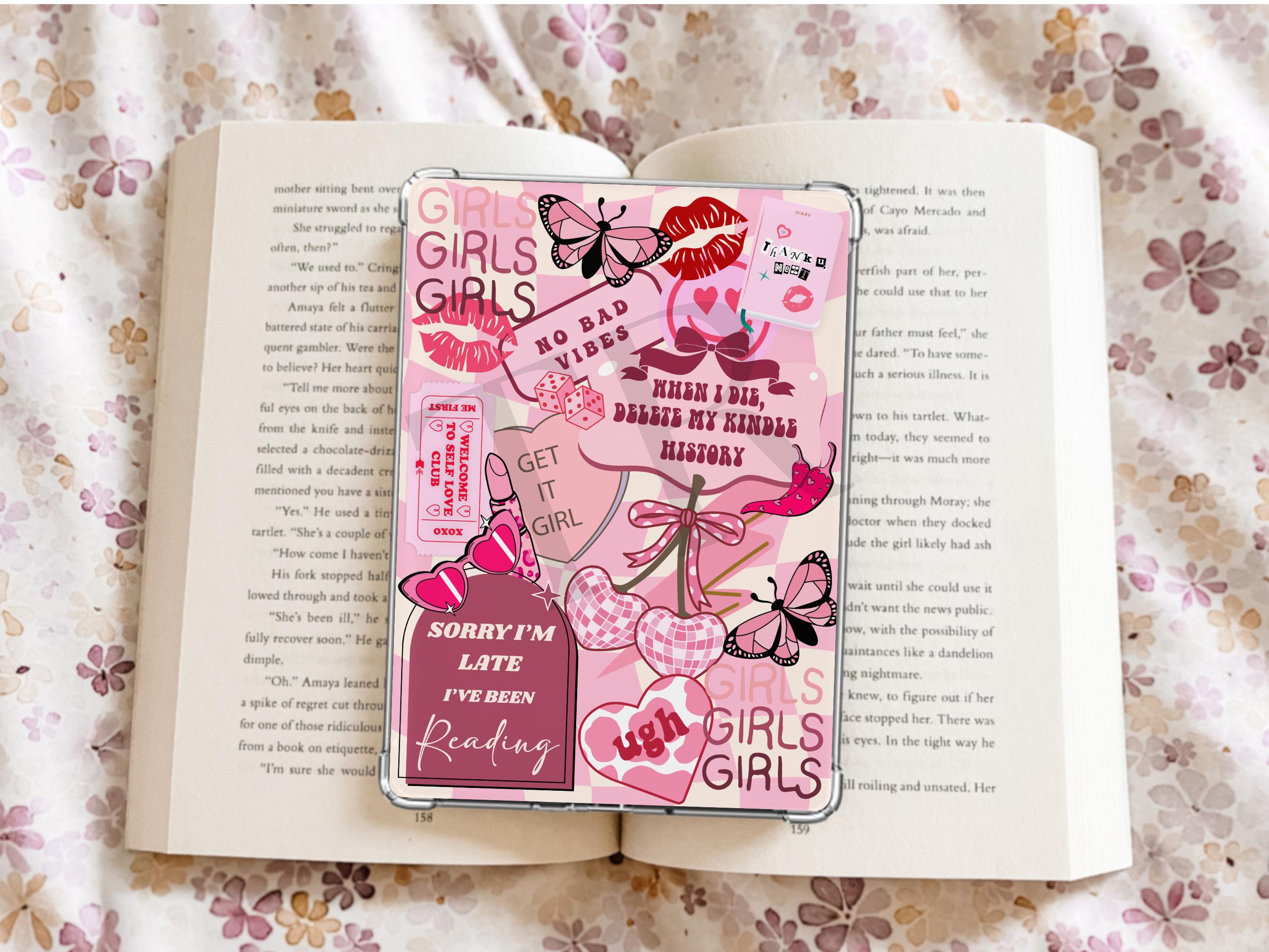 Trendy Pink Collage Kindle Case Insert / bookish merch/ clear case insert/ edgy/ checkered print/ booktok