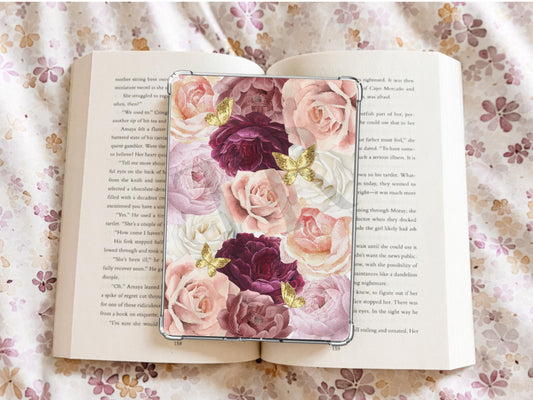 Pink Floral Kindle Case Insert/ E-Reader Clear Case Insert/ bookish merch/ clear case insert/ trendy/ butterflies/ booktok