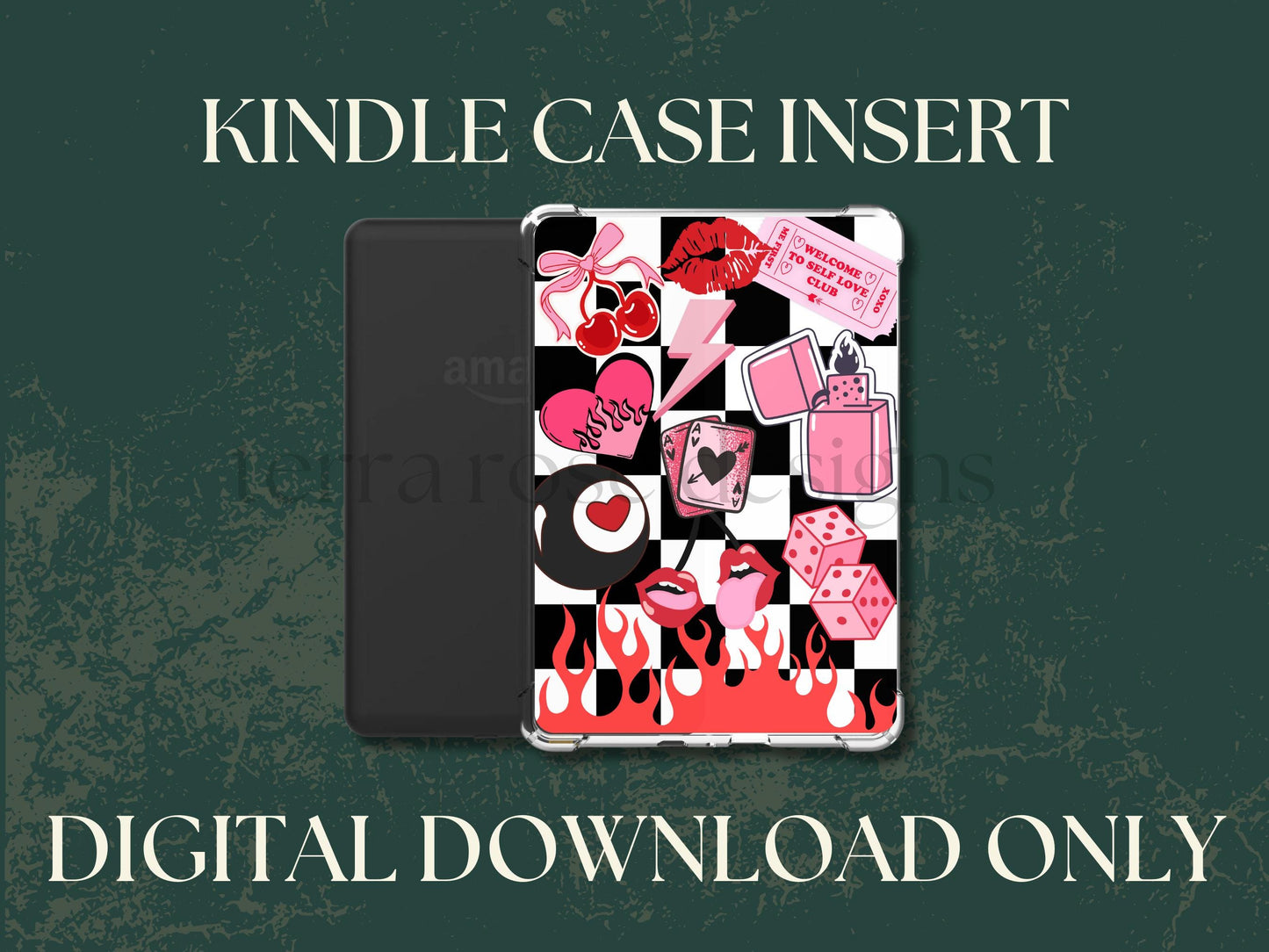 Trendy pink kindle insert png download | clear case insert | e-reader accessories |  book png | bookish | kindle accessories