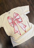 Pink oversized bow Christmas tree tee-Ivory