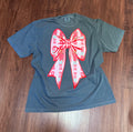 Pink nutcracker oversized bow tee-Blue Spruce