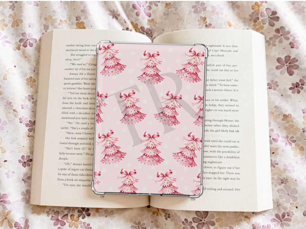 Pink Christmas Tree Kindle Case Insert / booktok/ bookish merch/ clear case insert/ Christmas