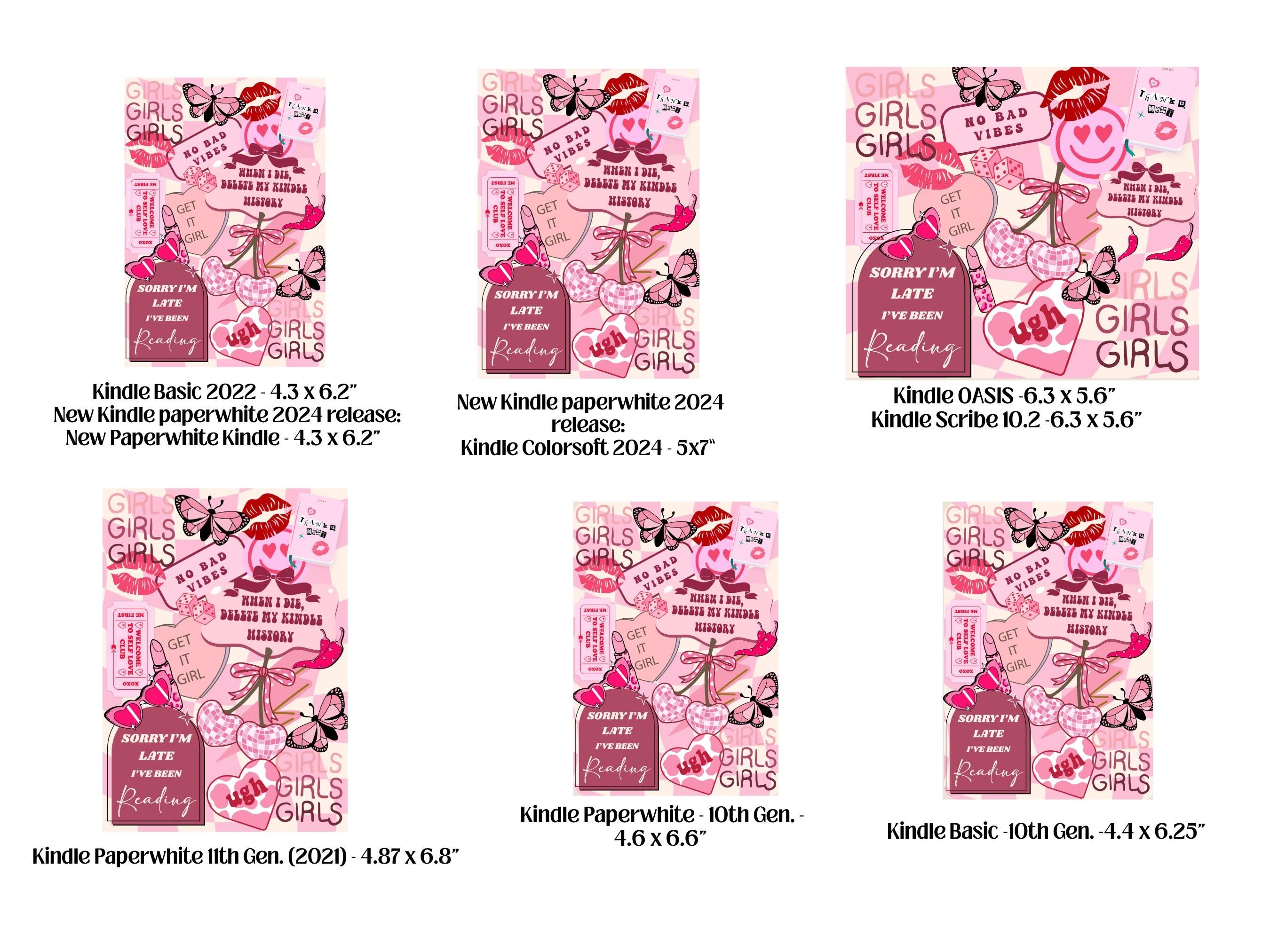 Trendy Pink Collage Kindle Case Insert / bookish merch/ clear case insert/ edgy/ checkered print/ booktok