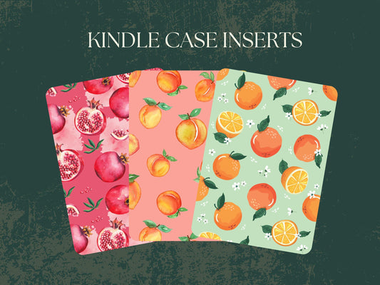 Summer Aesthetic Fruit Kindle Case Insert Bundle / booktok/ bookish merch/ clear case insert/ Orange/ Peach/ Pomegranate