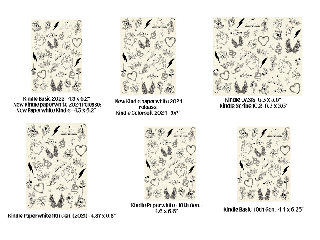 Vintage Good Girl/ Doodle Bundle Kindle Case Insert / booktok/ bookish merch/ clear case insert/ edgy/ doodles/ dark romance/ romance