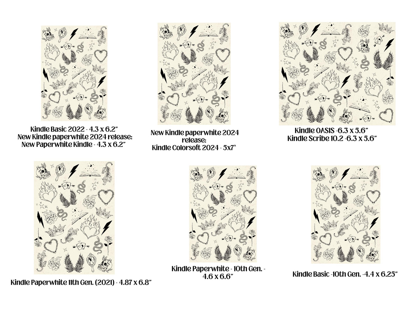 Vintage Good Girl/ Doodle Bundle Kindle Case Insert / booktok/ bookish merch/ clear case insert/ edgy/ doodles/ dark romance/ romance