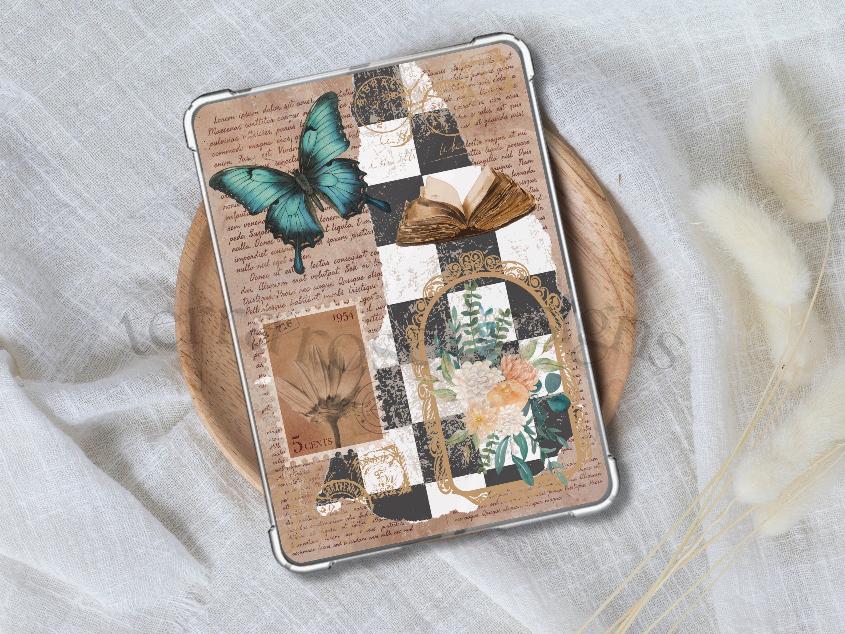 Kindle case insert for clear case-Teal Vintage png download | clear case insert | e-reader accessories |  book png | bookish |