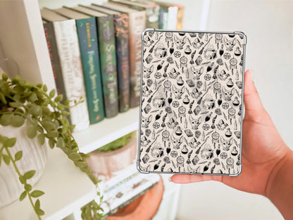 Trendy Spooky Doodled Kindle Case Insert Bundle / booktok/ bookish merch/ clear case insert/ edgy/ witchy/ potions/ voodoo doll