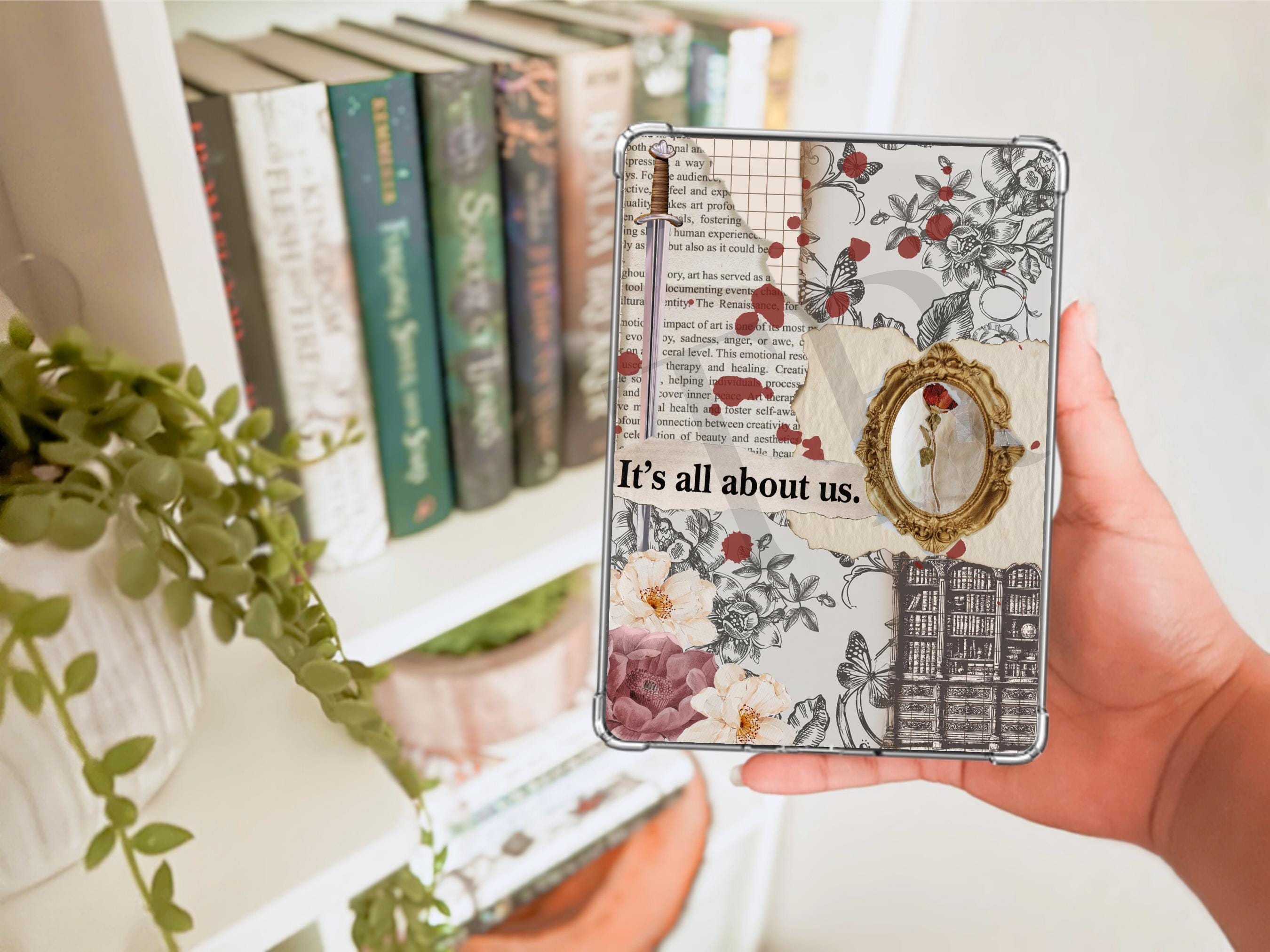 Vintage Floral Collage Kindle Case Insert / E-reader Case Insert/ booktok/ bookish merch/ clear case insert