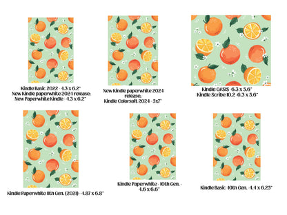 Summer Aesthetic Fruit Kindle Case Insert Bundle / booktok/ bookish merch/ clear case insert/ Orange/ Peach/ Pomegranate