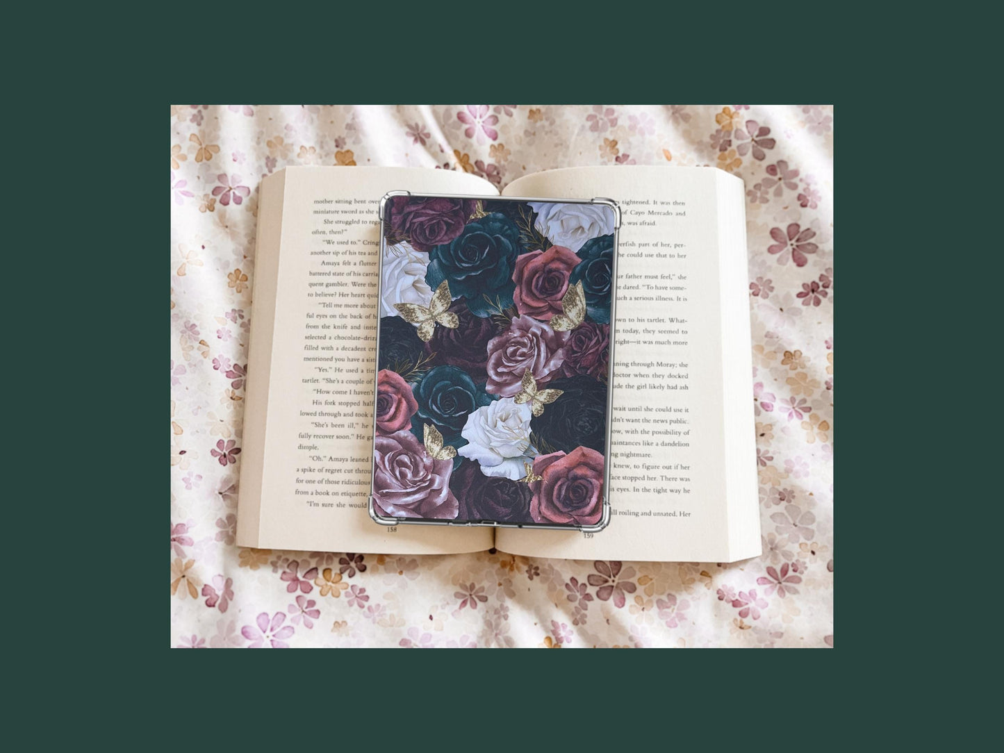 Moody Floral kindle insert png download | clear case insert | e-reader accessories |  book png | bookish | kindle accessories